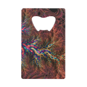 Psychedelic Groovy Trippy Funky Kleurrijke Fractal Creditkaart Flessenopener