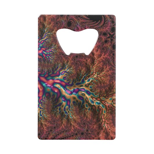Psychedelic Groovy Trippy Funky Kleurrijke Fractal Creditkaart Flessenopener (Voorkant)