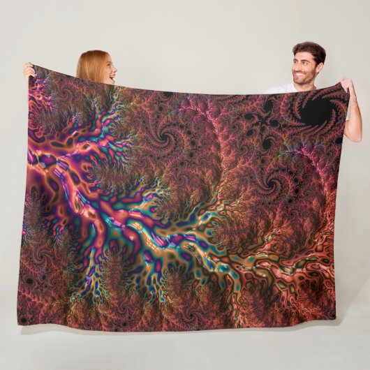 Psychedelic Groovy Trippy Funky Kleurrijke Fractal Fleece Deken (In situ)