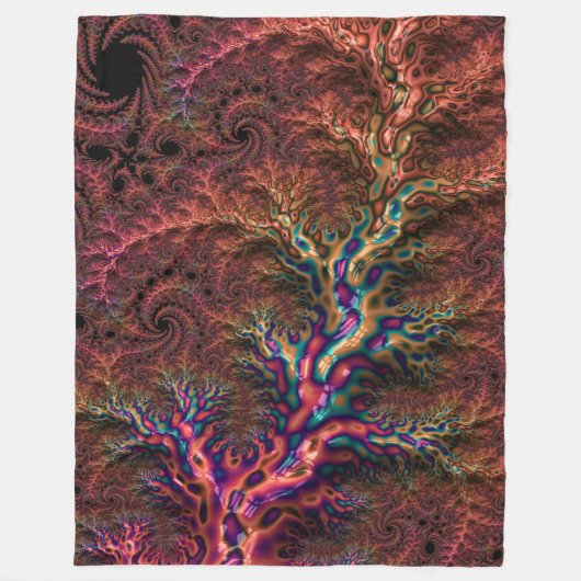 Psychedelic Groovy Trippy Funky Kleurrijke Fractal Fleece Deken (Voorkant)