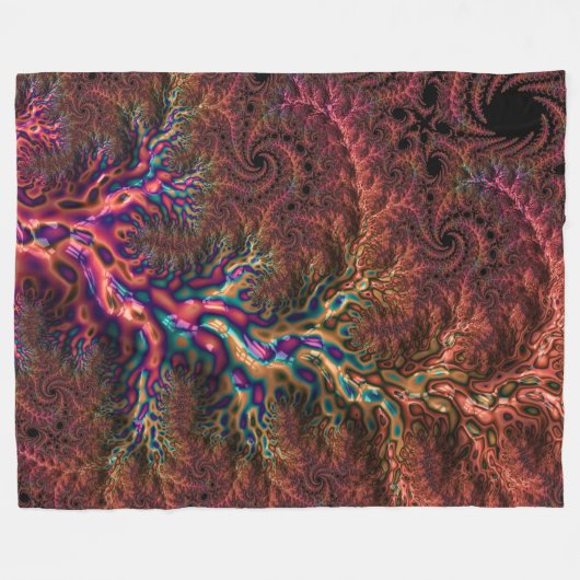 Psychedelic Groovy Trippy Funky Kleurrijke Fractal Fleece Deken (Voorkant (Horizontaal))