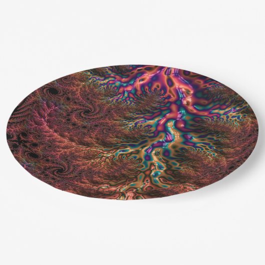 Psychedelic Groovy Trippy Funky Kleurrijke Fractal Papieren Bordje (Gekanteld)