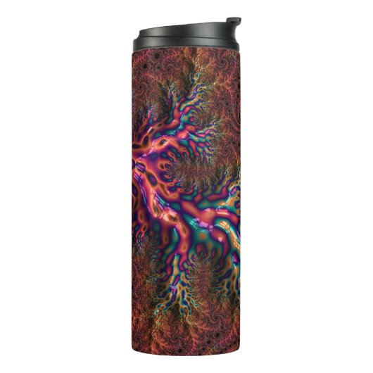 Psychedelic Groovy Trippy Funky Kleurrijke Fractal Thermosbeker (Gedraaid links)