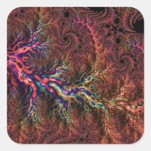 Psychedelic Groovy Trippy Funky Kleurrijke Fractal Vierkante Sticker