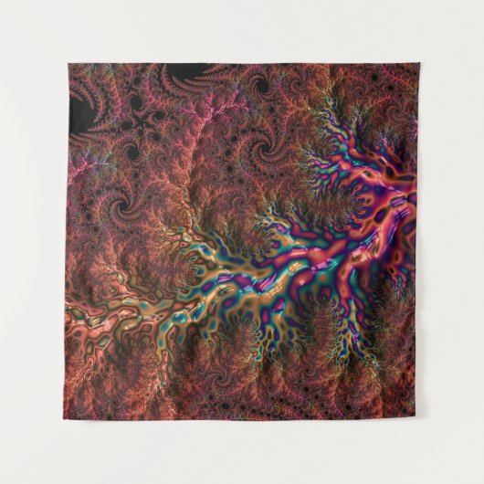 Psychedelic Groovy Trippy Funky Kleurrijke Fractal Wandkleed (Voorkant (horizontaal))