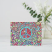 Psychedelic Groovy Trippy Peace Sign Briefkaart (Staand voorkant)