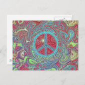 Psychedelic Groovy Trippy Peace Sign Briefkaart (Voorkant / Achterkant)