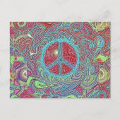 Psychedelic Groovy Trippy Peace Sign Briefkaart (Voorkant)