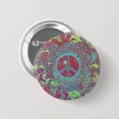 Psychedelic Groovy Trippy Peace Sign Ronde Button 5,7 Cm (Voorkant /achterkant)