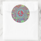 Psychedelic Groovy Trippy Peace Sign Ronde Sticker (Tas)