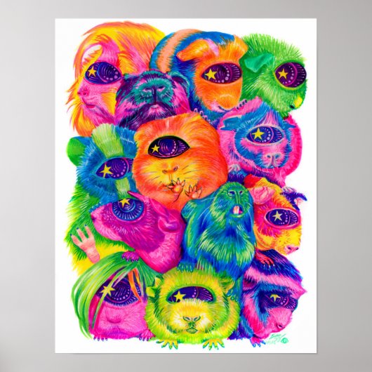 Psychedelic Guinea Pig Pile Print (Voorkant)