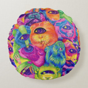Psychedelic Guinea Pig Pillow Rond Kussen