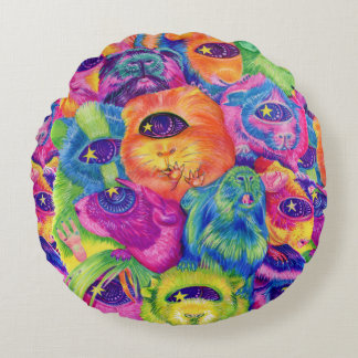 Psychedelic Guinea Pig Pillow Rond Kussen