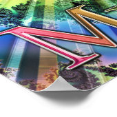 Psychedelic Guitar Swirling Notes Rainbow Music Poster (Hoek)