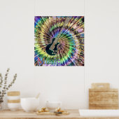 Psychedelic Guitar Swirling Notes Rainbow Music Poster (Keuken)