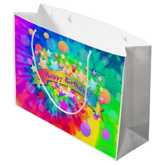 Psychedelic Happy Birthday Gift Bag HAMbyWG Groot Cadeauzakje (Achterkant Gekanteld)