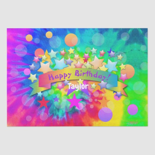 Psychedelic Happy Birthday Tissue Paper HAMbyWG Tissuepapier (Voorkant)
