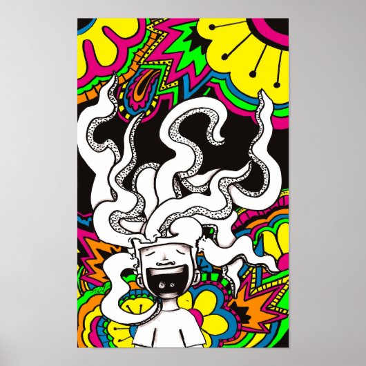 Psychedelic Happy Brain Poster (Voorkant)