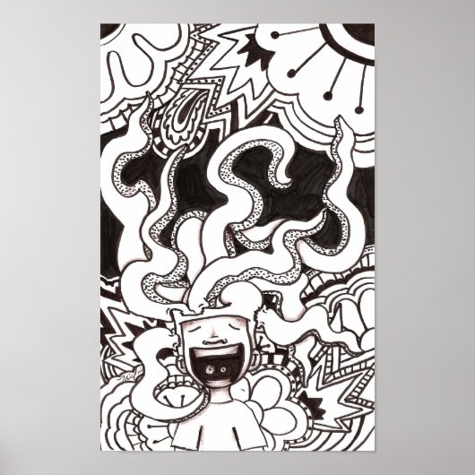 Psychedelic Happy Brain Poster (Voorkant)