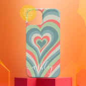 Psychedelic Hearts Calligraphy Script Name Blue Case-Mate iPhone Case