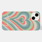 Psychedelic Hearts Calligraphy Script Name Blue Case-Mate iPhone Case (Achterkant (horizontaal))