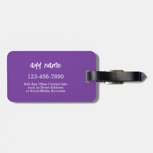 Psychedelic Hearts Calligraphy Script Name Paars Bagagelabel (Achterkant horizontaal)
