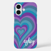 Psychedelic Hearts Calligraphy Script Name Paars Case-Mate iPhone Case (Achterkant)