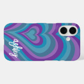 Psychedelic Hearts Calligraphy Script Name Paars Case-Mate iPhone Case (Achterkant (horizontaal))