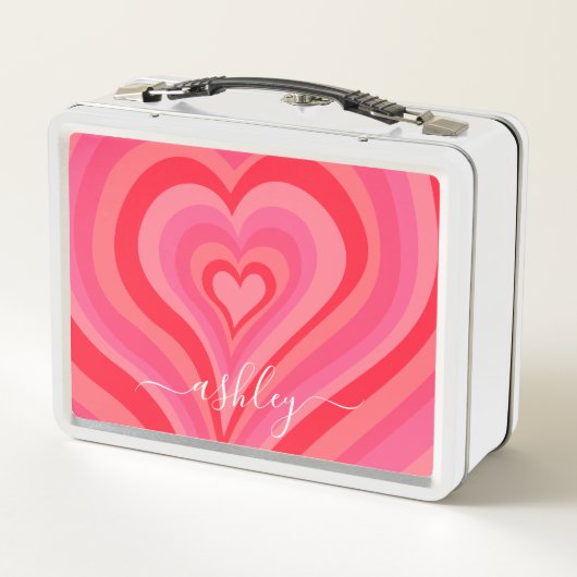 Psychedelic Hearts Calligraphy Script Name Pinks (Achterkant)