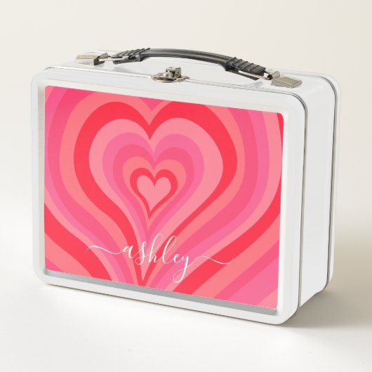 Psychedelic Hearts Calligraphy Script Name Pinks (Voorkant)