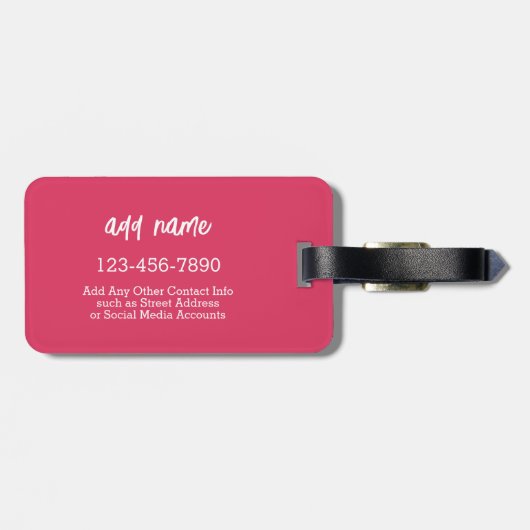 Psychedelic Hearts Calligraphy Script Name Pinks Bagagelabel (Achterkant horizontaal)