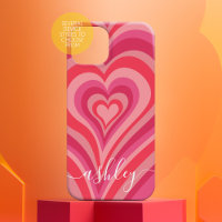 Psychedelic Hearts Calligraphy Script Name Pinks