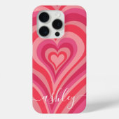 Psychedelic Hearts Calligraphy Script Name Pinks Case-Mate iPhone Hoesje (Back)