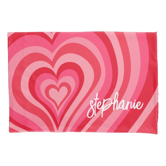 Psychedelic Hearts Calligraphy Script Name Pinks Kussensloop (Voorkant)