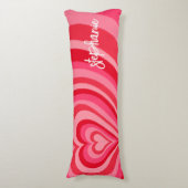 Psychedelic Hearts Calligraphy Script Name Pinks Lichaamskussen (Voorkant Verticaal)