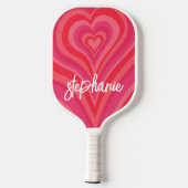 Psychedelic Hearts Calligraphy Script Name Pinks Pickleball Paddle (Achterkant)