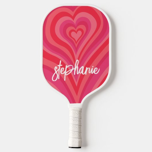 Psychedelic Hearts Calligraphy Script Name Pinks Pickleball Paddle (Achterkant)