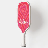 Psychedelic Hearts Calligraphy Script Name Pinks Pickleball Paddle (Links)