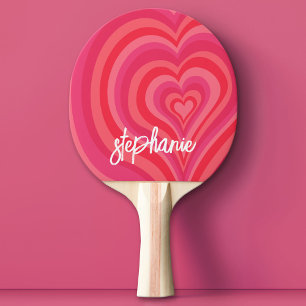 Psychedelic Hearts Calligraphy Script Name Pinks Tafeltennisbatje