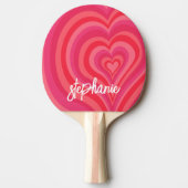 Psychedelic Hearts Calligraphy Script Name Pinks Tafeltennisbatje (Voorkant)