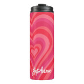 Psychedelic Hearts Calligraphy Script Name Pinks Thermosbeker (Voorkant)