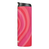 Psychedelic Hearts Calligraphy Script Name Pinks Thermosbeker (Geroteerd rechts)