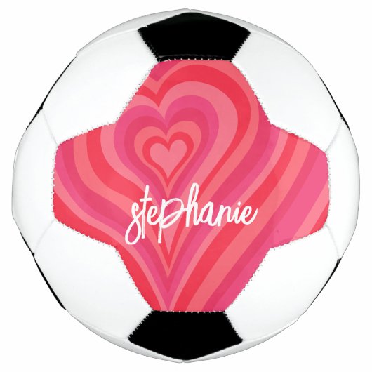 Psychedelic Hearts Calligraphy Script Name Pinks Voetbal (Voorkant)