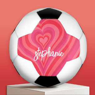 Psychedelic Hearts Calligraphy Script Name Pinks Voetbal