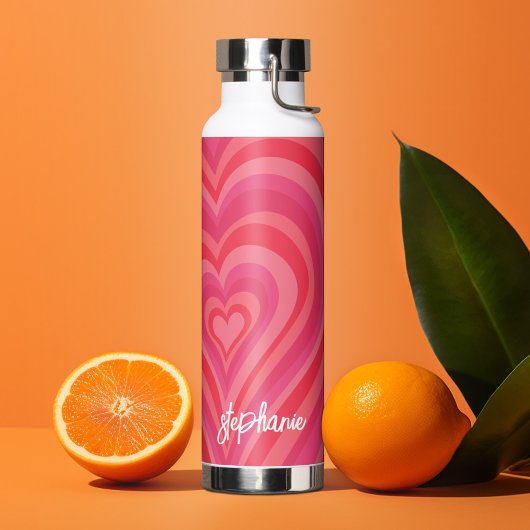 Psychedelic Hearts Calligraphy Script Name Pinks Waterfles