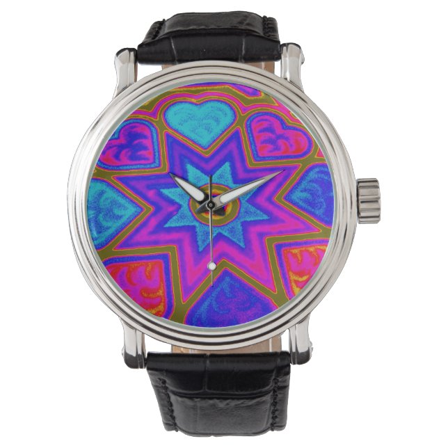 Psychedelic Hearts Watch Horloge (Voorkant)