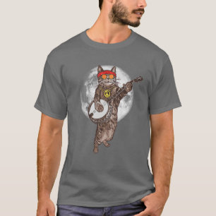 Psychedelic Hippie Banjo Cat! Grappige Bluegrass m T-shirt