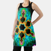 Psychedelic Hippie Blauwgroen Sinaasappel en zwart Schort (Insitu)