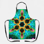 Psychedelic Hippie Blauwgroen Sinaasappel en zwart Schort (Voorkant)