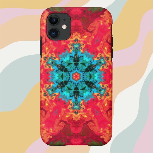 Psychedelic Hippie Blue en Red Case-Mate iPhone Case
